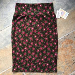 Flower Vine Print Pencil Skirt